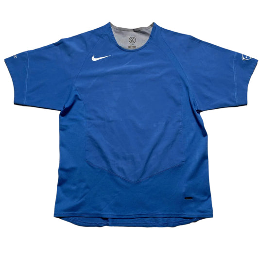 Nike Total 90 Vintage Bay Blue White and Grey Football Jersey T Shirt (M)