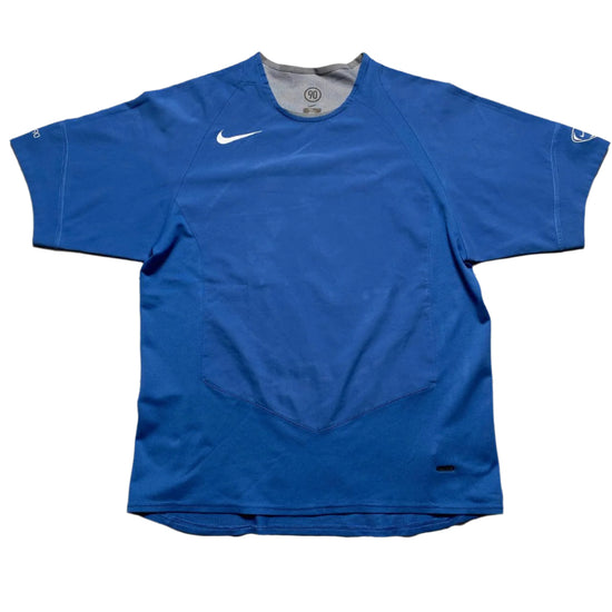 Nike Total 90 Vintage Bay Blue White and Grey Football Jersey T Shirt (M)
