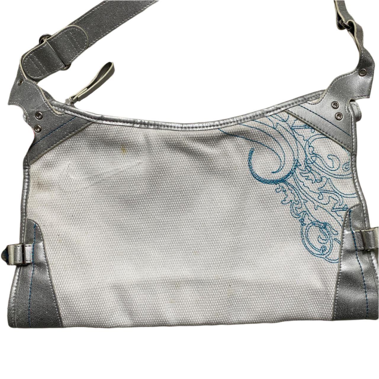 Nike Vintage y2k Womens Handbag White and Blue Floral Embroidery