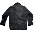 Real Sheepskin Sherling Leather Duffle Bomber Coat Black (L)