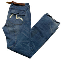 Evisu Vintage Blue and White Daicock Jeans (38W)