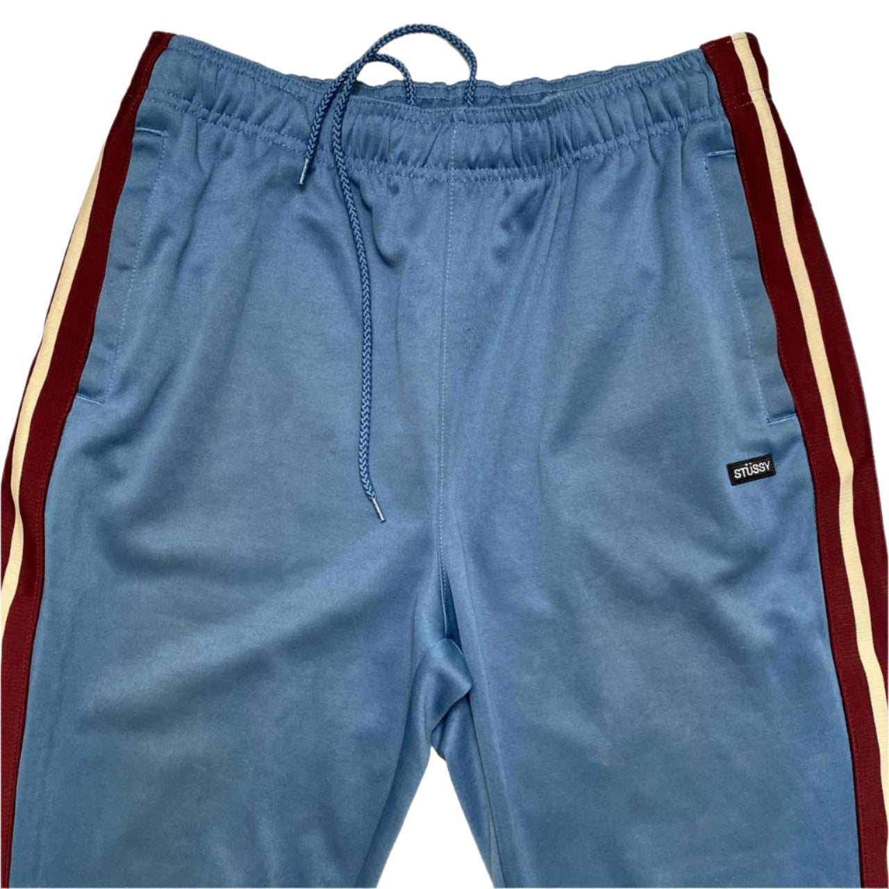 Stussy Blue and Burgundy Striped Trackpant Bottoms (M)