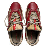 Prada Americas Cup Vintage Red and Grey Low Trainers (UK 5)