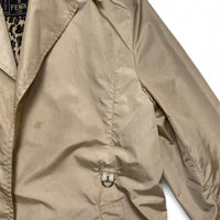 Fendi Roma Womens Leopard Interior Vintage 90’s Cream Beige Lightweight Trench Coat (L)