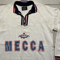 Mecca Vintage 90’s Long Sleeve White Red and Navy Stripe Rugby Jersey Quarter Zip (XL)