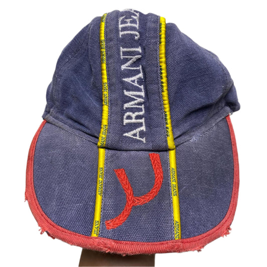 Armani Jeans Vintage Navy Red and Yellow Embroidery Cap