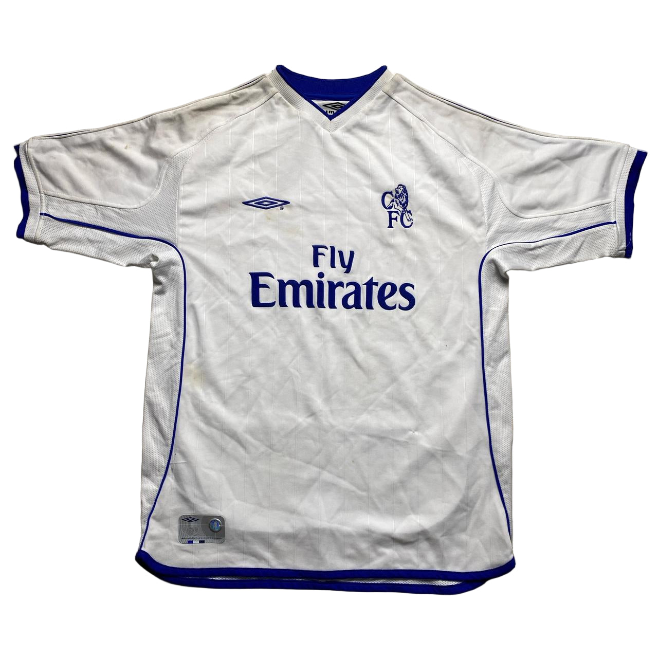 Chelsea FC Vintage Umbro Football Jersey White and Blue (XS)