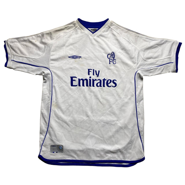 Chelsea FC Vintage Umbro Football Jersey White and Blue (XS