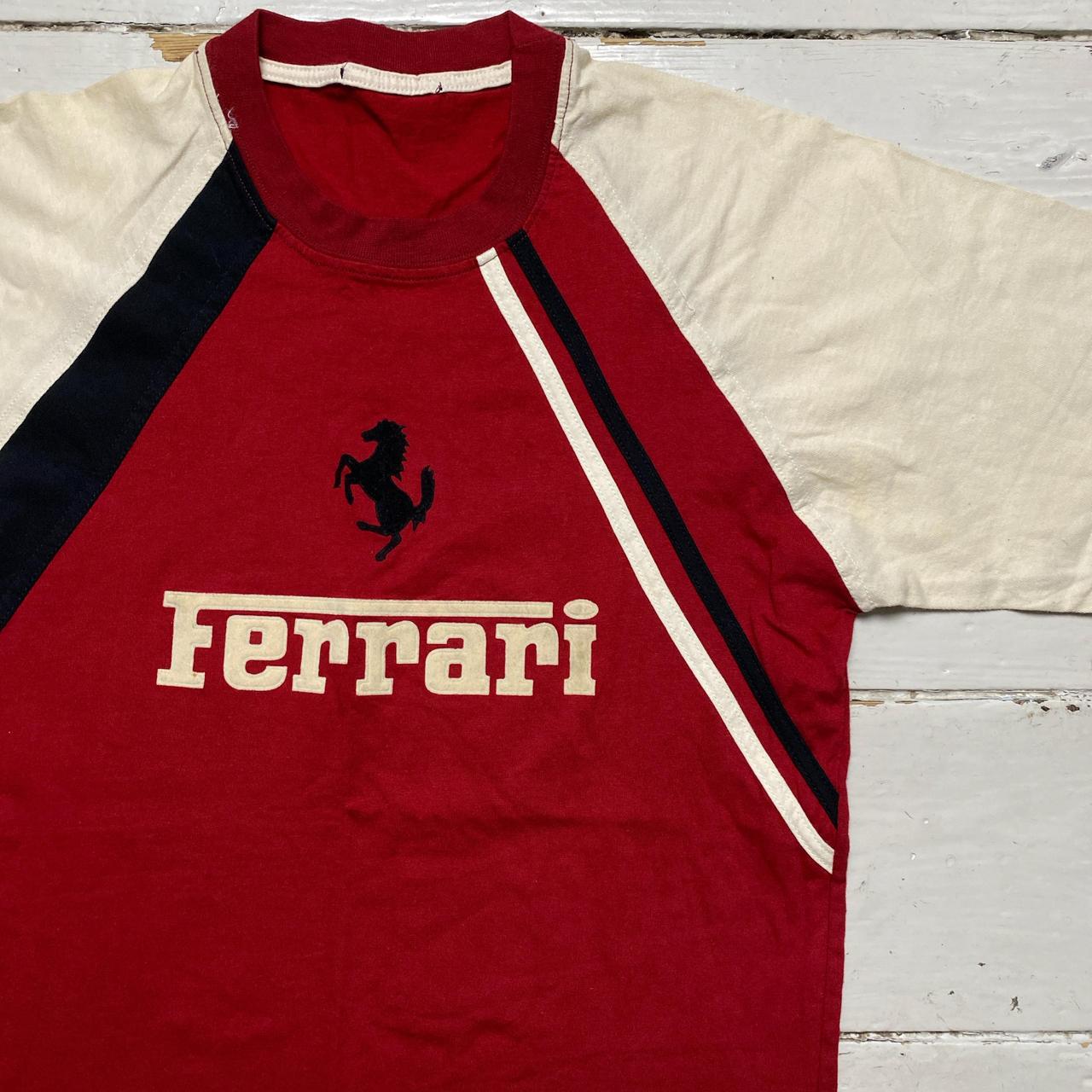 Ferrari Vintage y2k Red and Cream White Womens T Shirt (S)