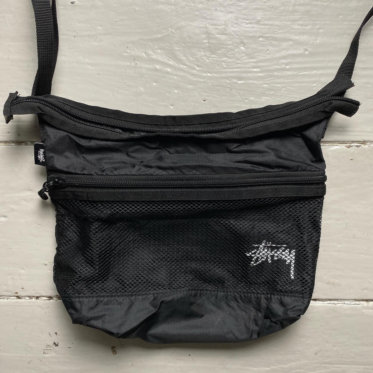 Stussy Black and White Mesh Pouch Bag