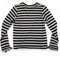 Comme des Garcons Womens Bow Striped Navy and White Long Sleeve T Shirt (XS)