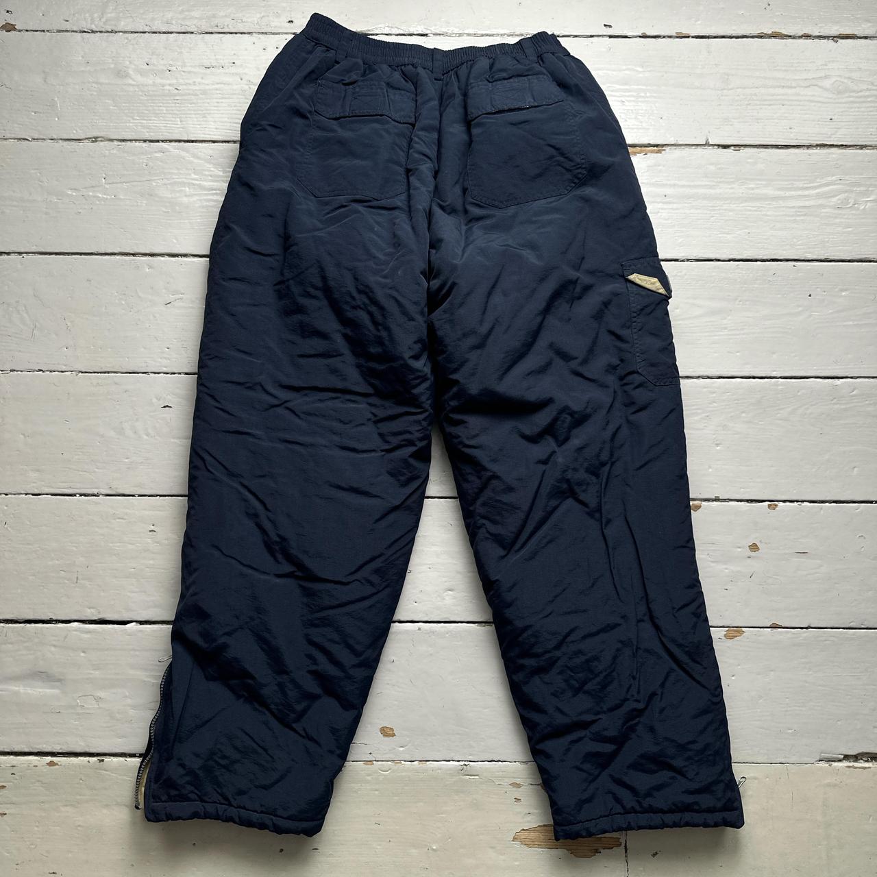 Clench USA Navy and Cream Baggy Shell Ski Cargo Trousers