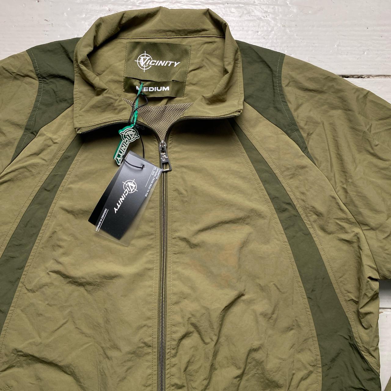 Vicinity Nylon Windbreaker Shell Tracksuit Jacket Khaki Green