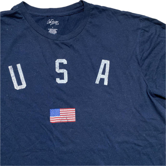 Navy Blue USA Womens T Shirt (L)