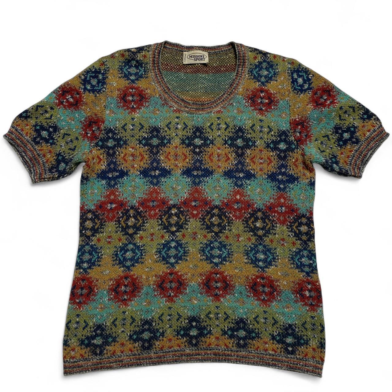 Missoni Sport Vintage 90’s Multicoloured Knit Short Sleeve Jumper T Shirt (S)