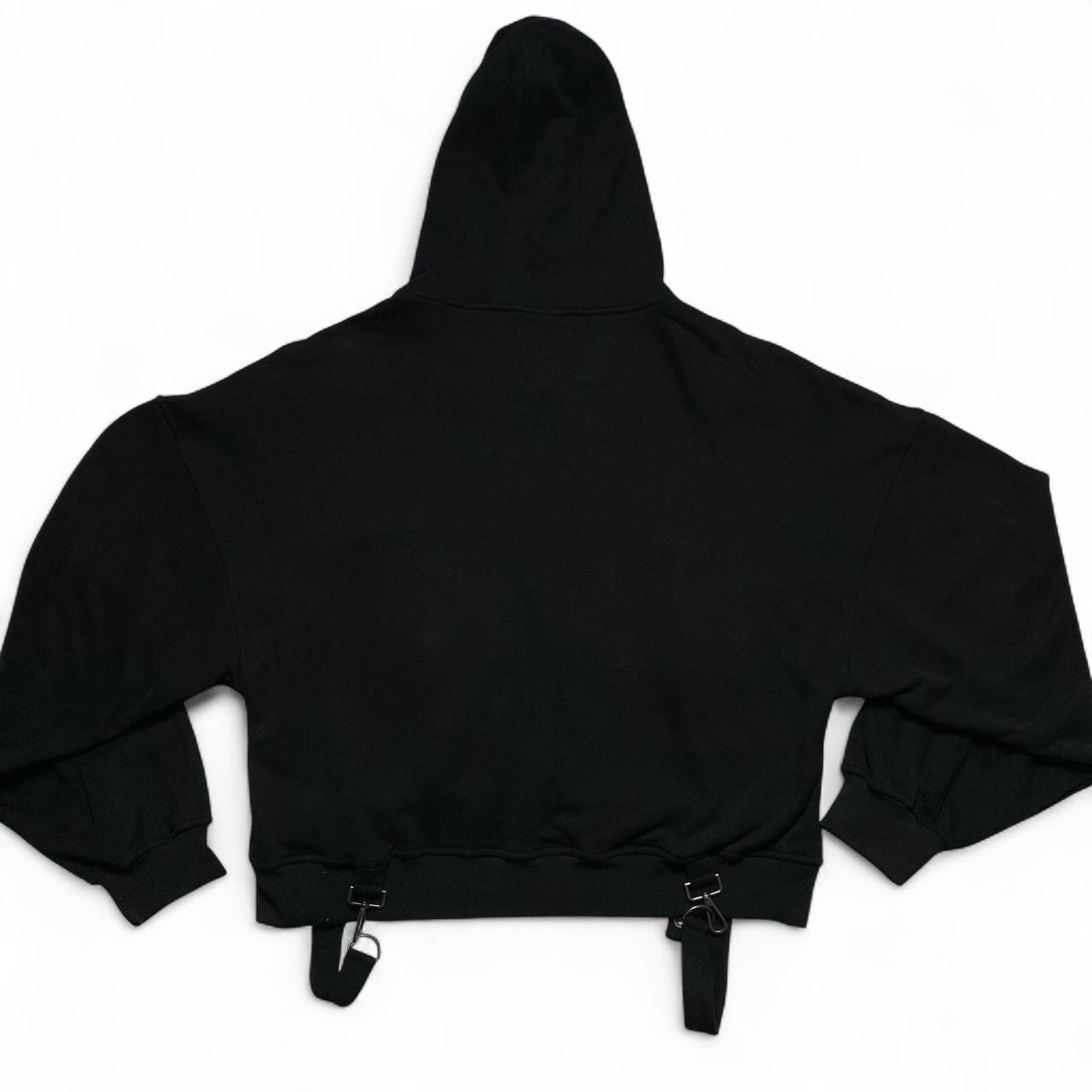 Minga London Goth Grunge Black and Silver Bondage Hoodie (2XL)