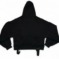 Minga London Goth Grunge Black and Silver Bondage Hoodie (2XL)