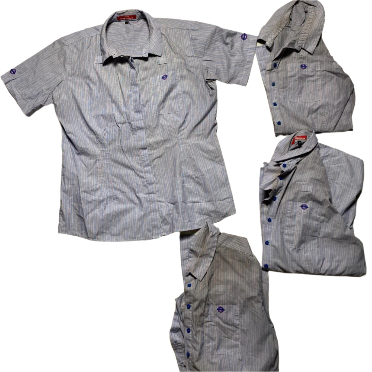 Workwear Purple Striped Short Sleeve Shirt (42/44)