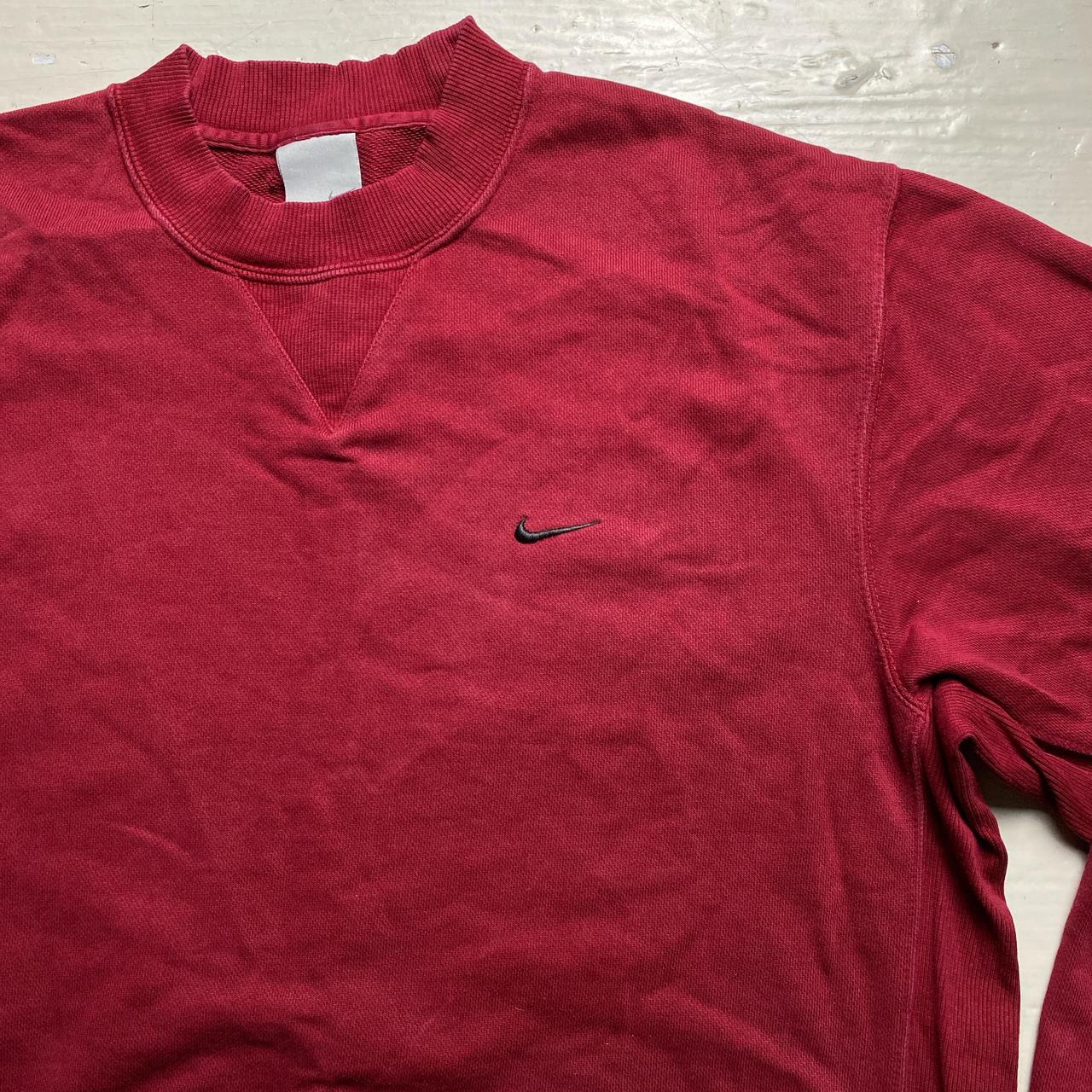 Nike Vintage y2k Burgundy and Black Swoosh Jumper