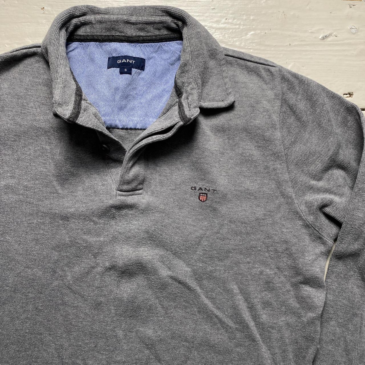 Gant Grey Quarter Button Up Jumper