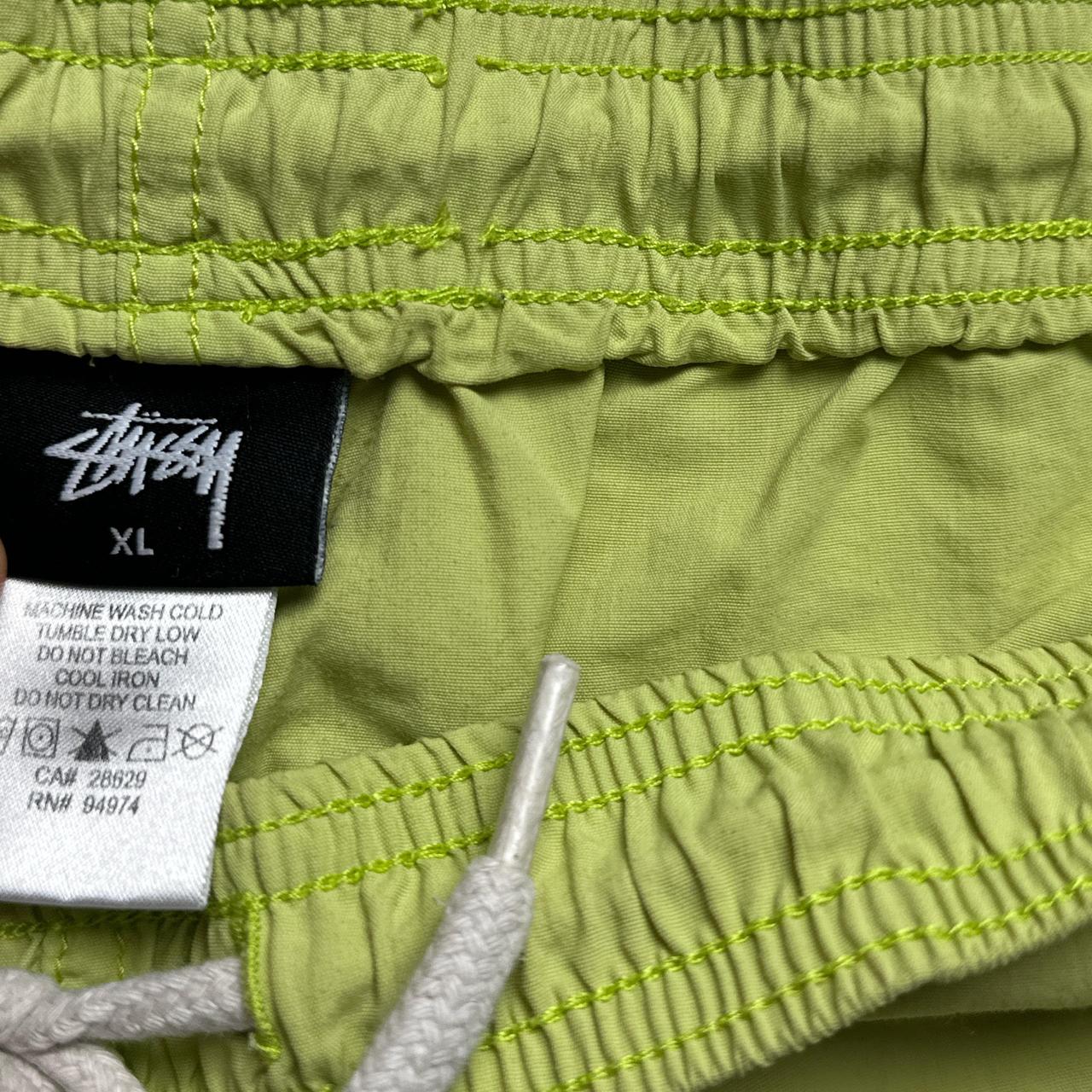 Stussy Lime Green and White Swim Shorts