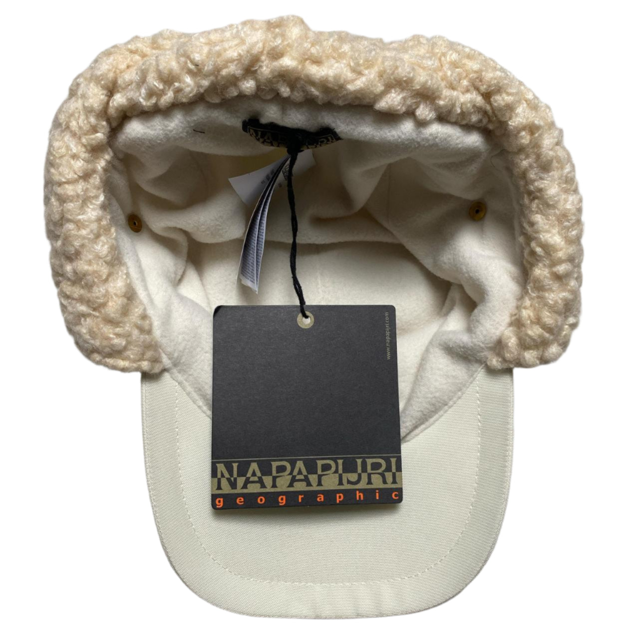 Napapirji Cream White Ear Flap Dog Ear Sherpa Cap