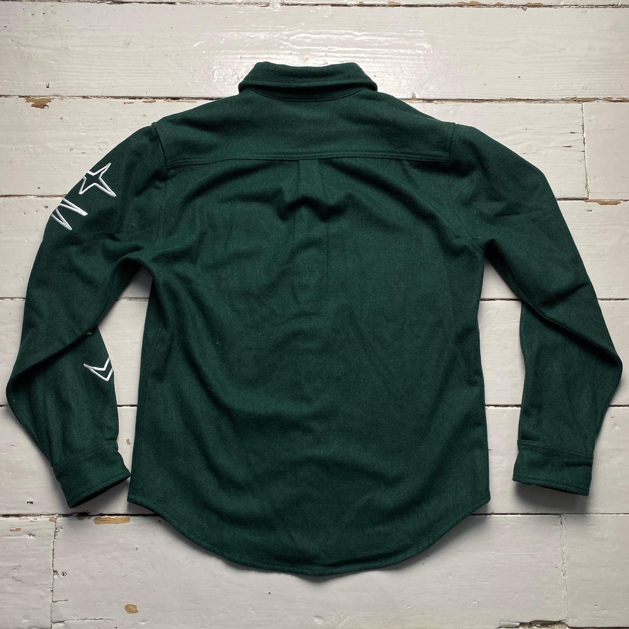 Thames Green Wool and White Embroidery Long Sleeve Shirt