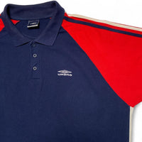 Umbro Navy Red and White Vintage y2k Polo Shirt (XL)