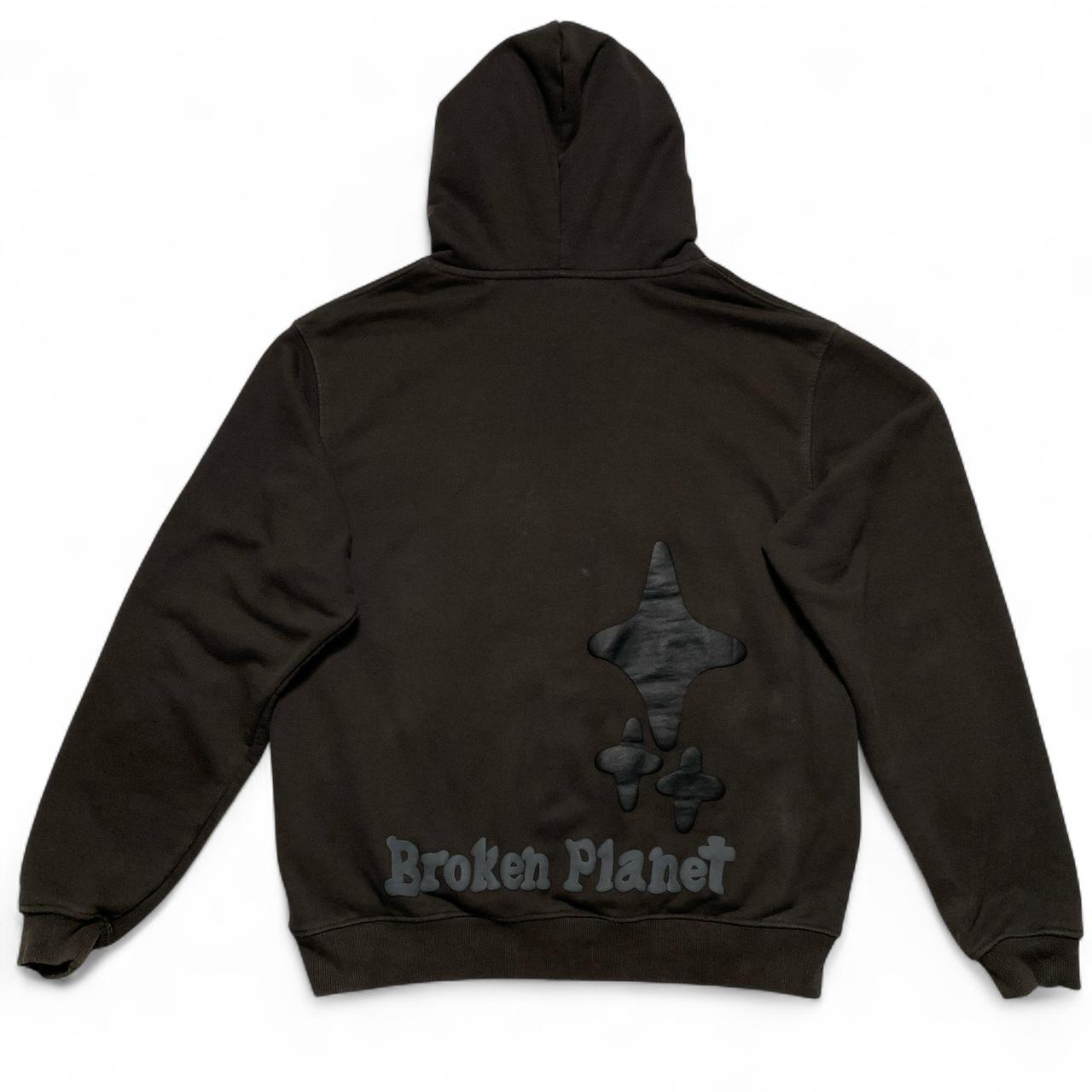 Broken Planet Brown Out Of The Shadows Puff Print Skulls Hoodie (L)