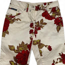 Dolce and Gabanna Vintage Capri Floral Cream and Red Trousers (26W)