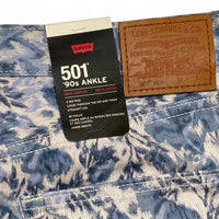 Levis 501 90’s Ankle Womens Floral Blue and White Jeans
