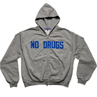 93 Sierra Crosses No Drugs Grey and Blue Hoodie (M)