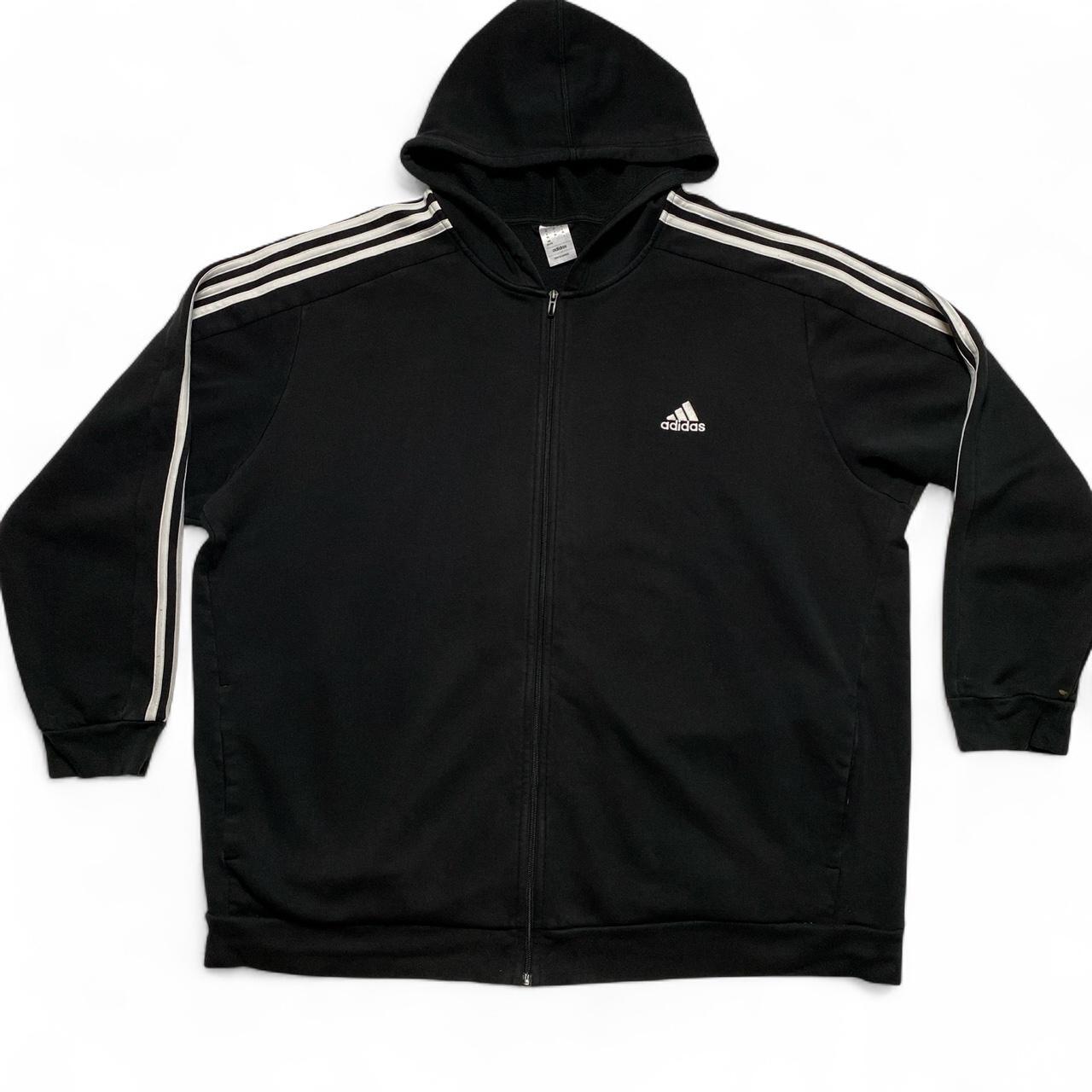 Adidas Black and White Stripe Full Tracksuit Hoodie and Joggers (3XL)