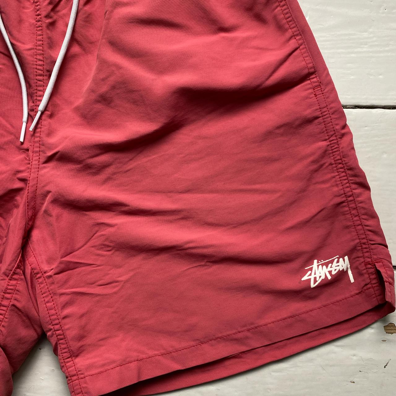 Stussy Pinky Red and White Shell Shorts