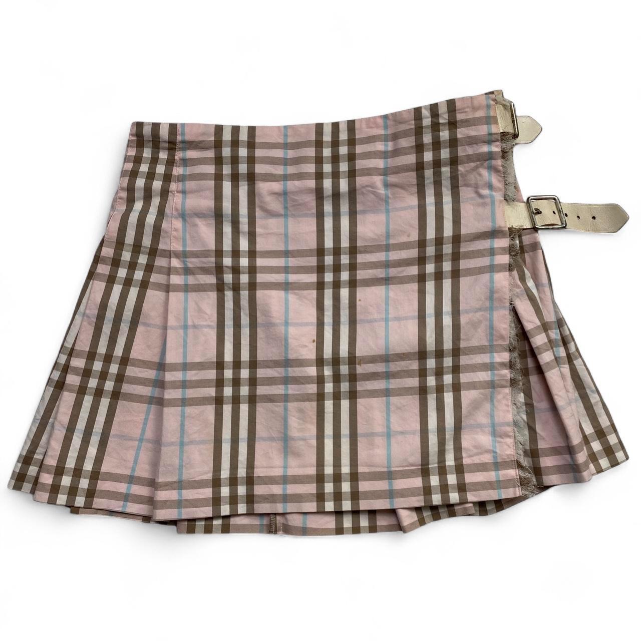 Burberry Brit Vintage y2k Pink Brown and Blue Pleated Skirt (8)