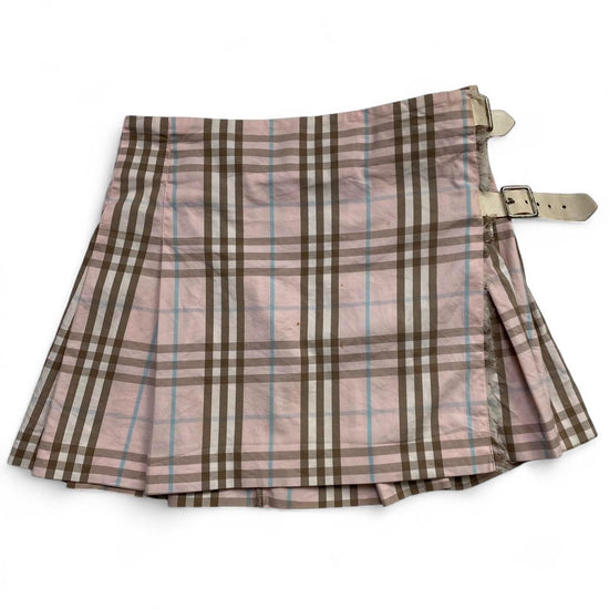 Burberry Brit Vintage y2k Pink Brown and Blue Pleated Skirt (8)