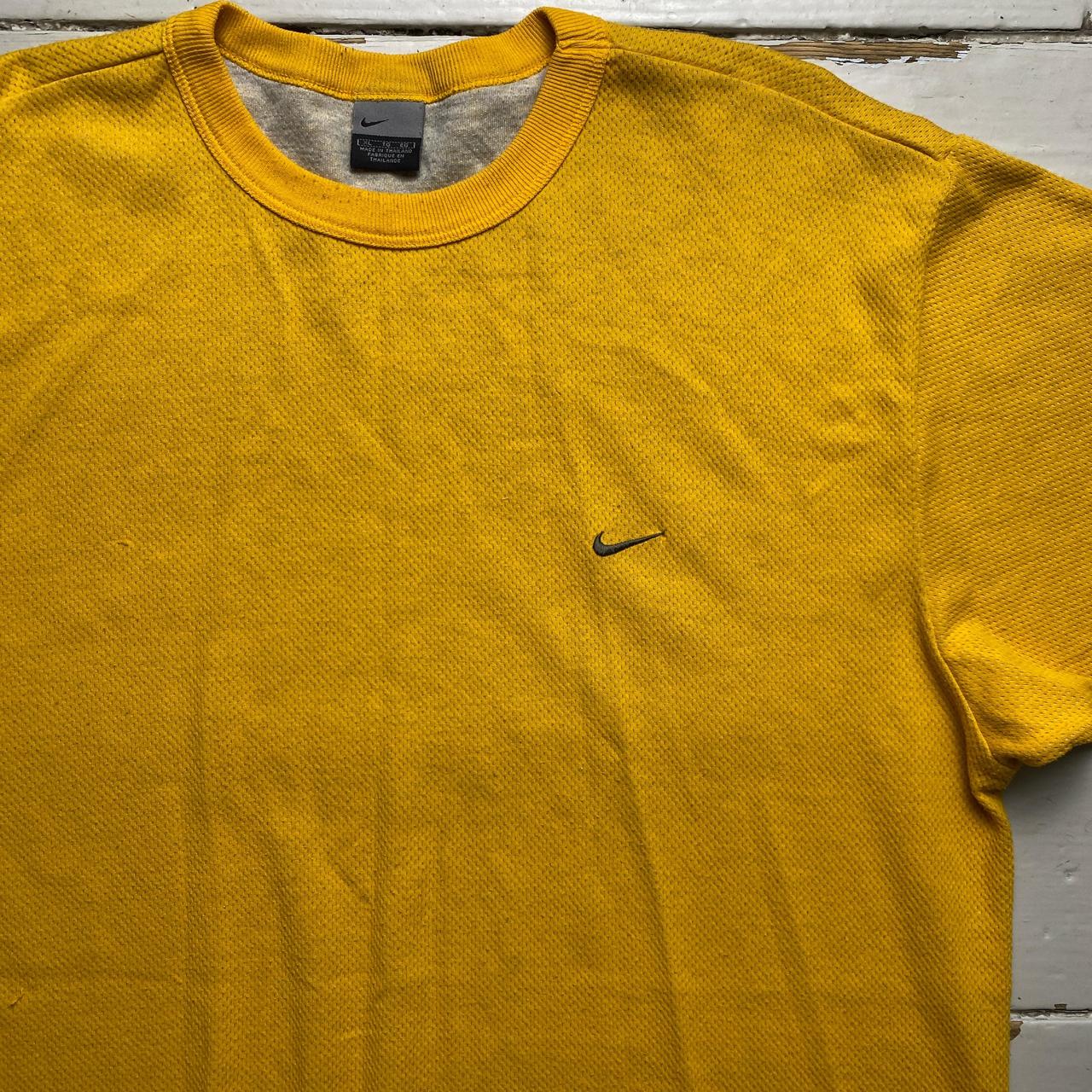 Nike Vintage y2k Yellow and Grey Swoosh T Shirt