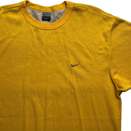 Nike Vintage y2k Yellow and Grey Swoosh T Shirt (XL)