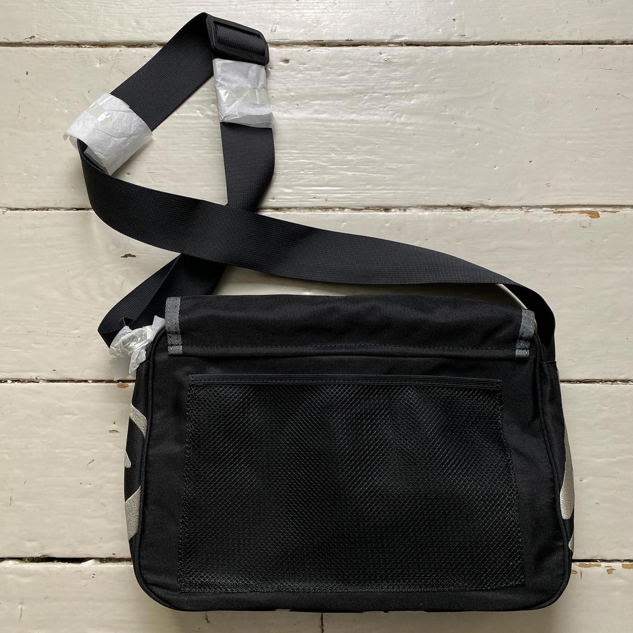 Minus Two Satchel Messenger Pouch Bag Black and Grey Embroidery