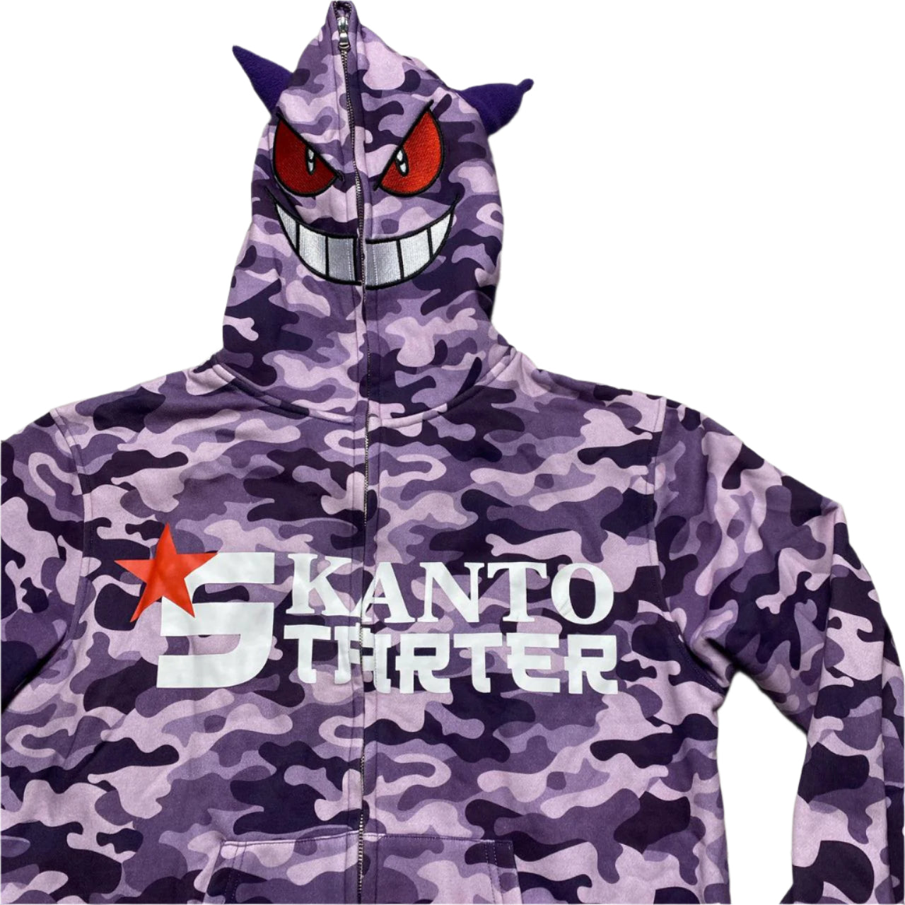 Kanto Starter Gengar Purple and Black Pokemon Full Zip Hoodie (L)