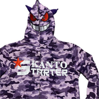 Kanto Starter Gengar Purple and Black Pokemon Full Zip Hoodie (L)