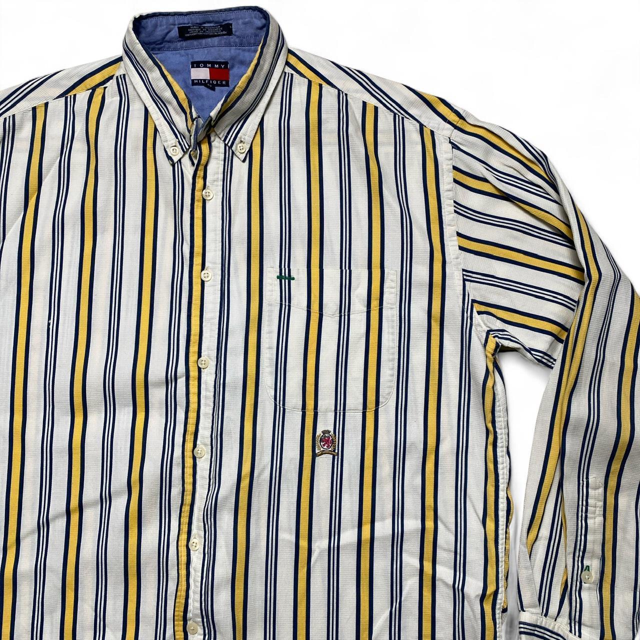 Tommy Hilfiger Striped White Yellow and Blue Shirt (L)
