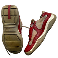 Prada Americas Cup Vintage Red and Grey Low Trainers (UK 5)