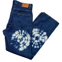 Sandro Navy Blue and Shell Tie Dye Baggy Jeans (34W)