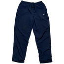 Nike Navy and White Double Swoosh Shell Trackpant Nylon Bottoms (M)