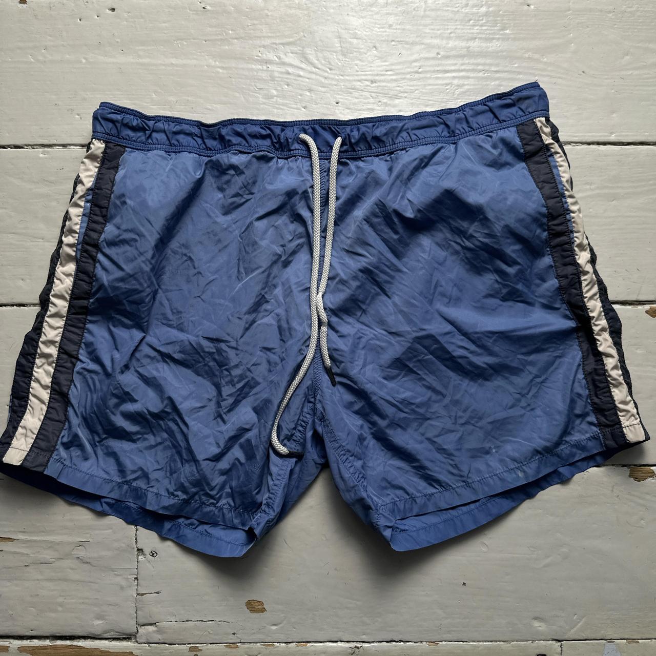 Moncler Swim Shorts Light Blue White and Grey