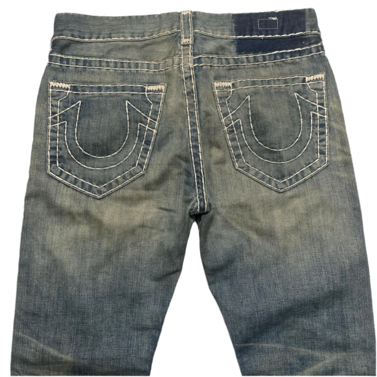 True Religion Stonewash Light Blue White Stitch Jeans (32W)