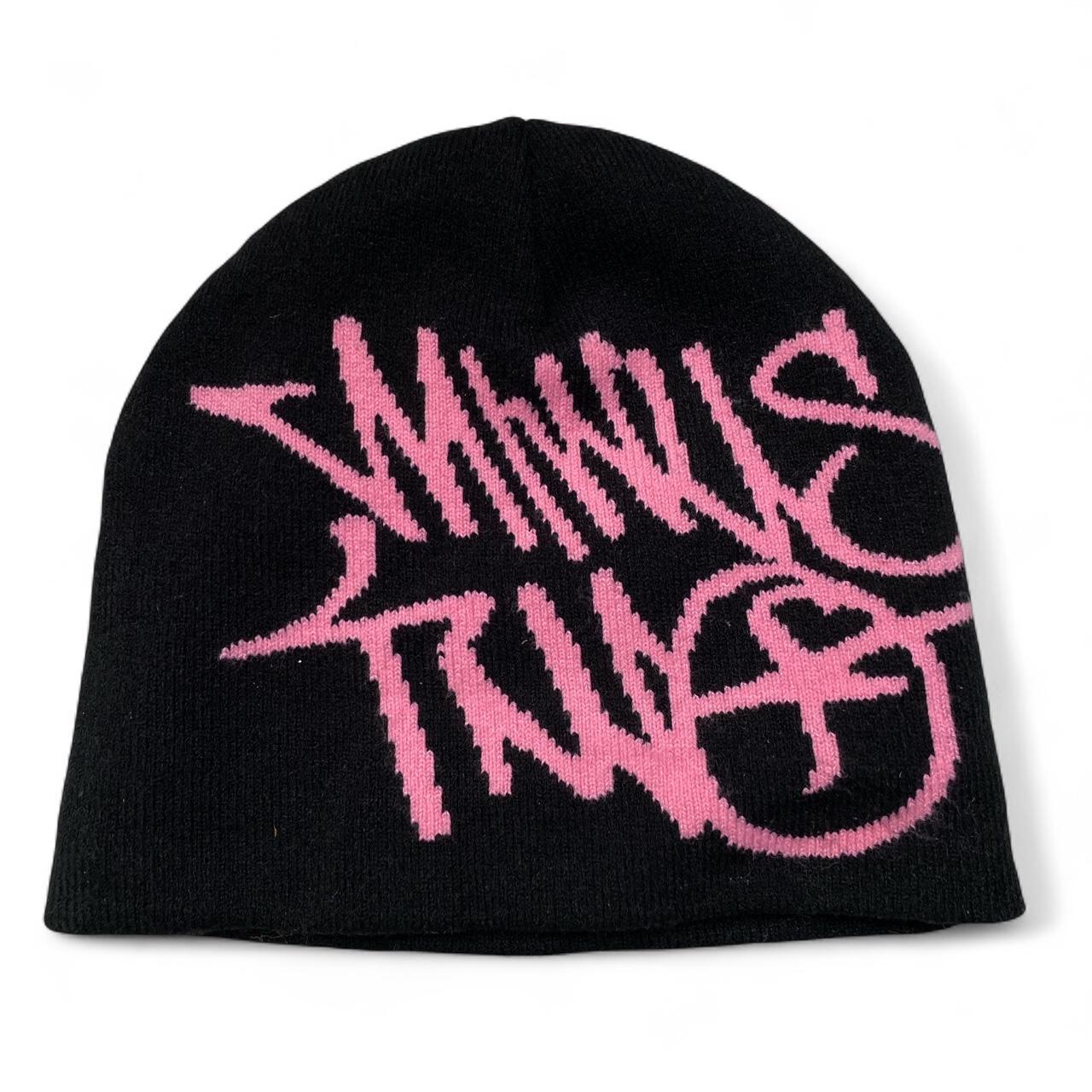 Minus Two Black and Pink Beanie Hat