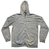 Nike Grey and White Swoosh Zip Up Hoodie (M)