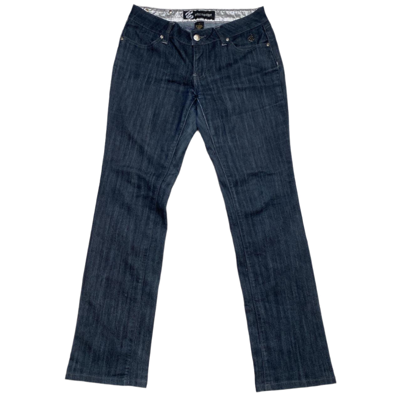 Rocawear Vintage Navy Patent Black R’s Flared Womens Jeans (30W)